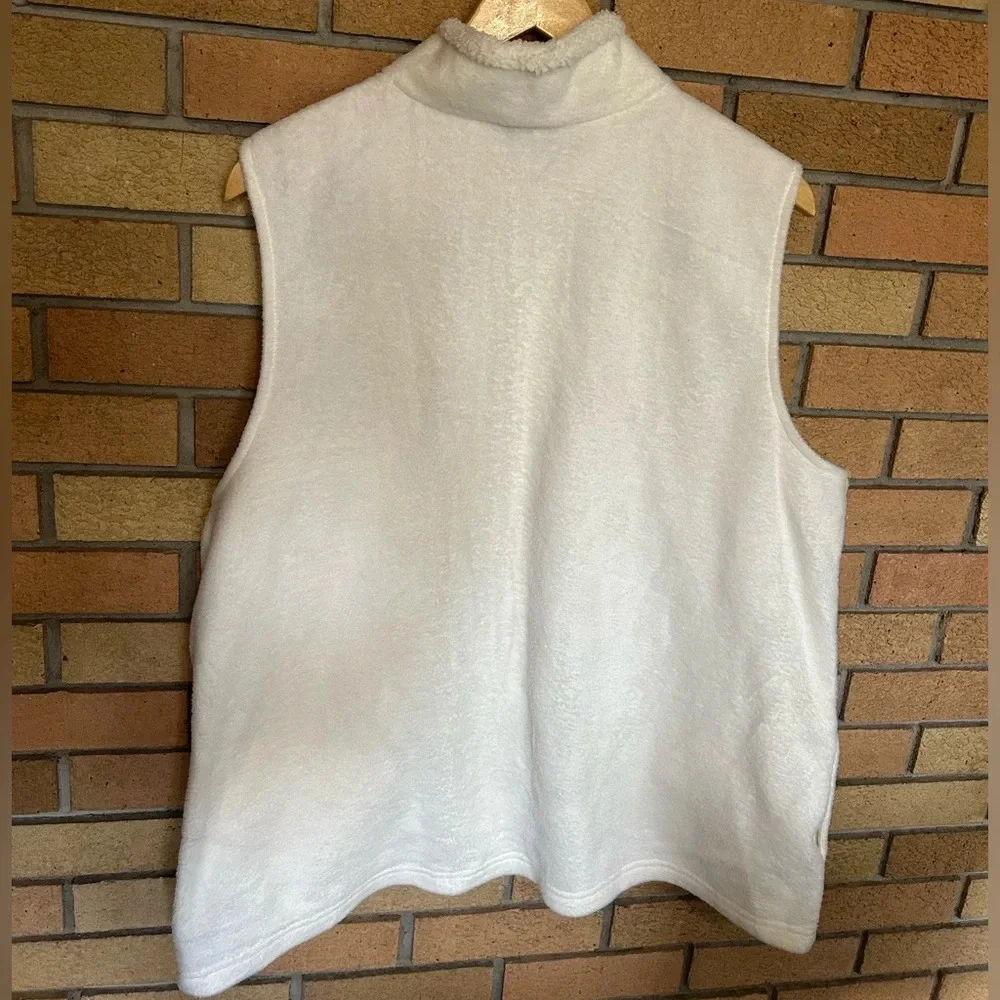 Breckenridge Womens Sleeveless Full Zip Fleece Vest Off White Snowflake Size 2XL